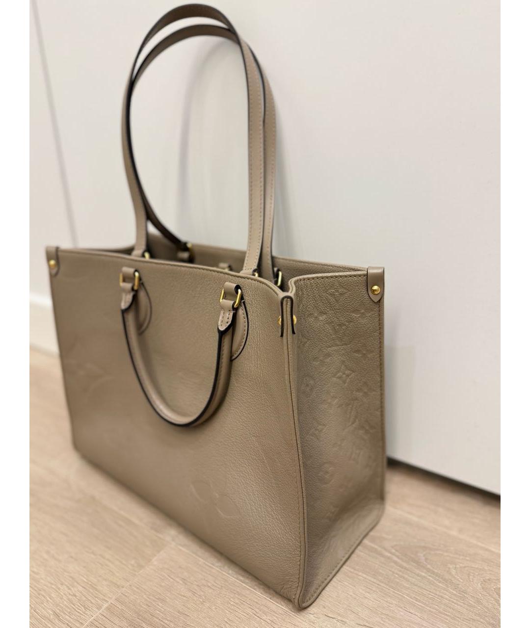 LOUIS VUITTON Бежевая кожаная сумка тоут, фото 3