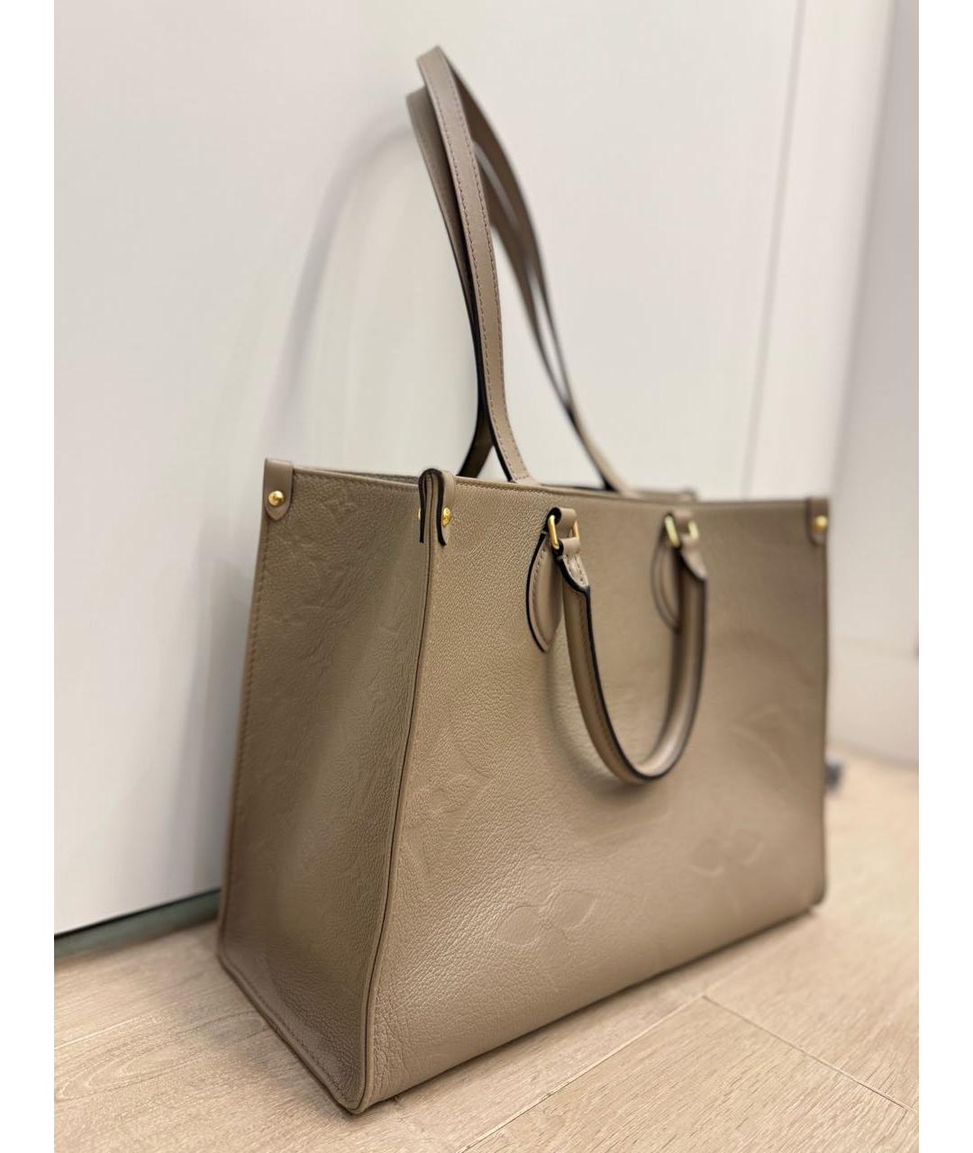 LOUIS VUITTON Бежевая кожаная сумка тоут, фото 2