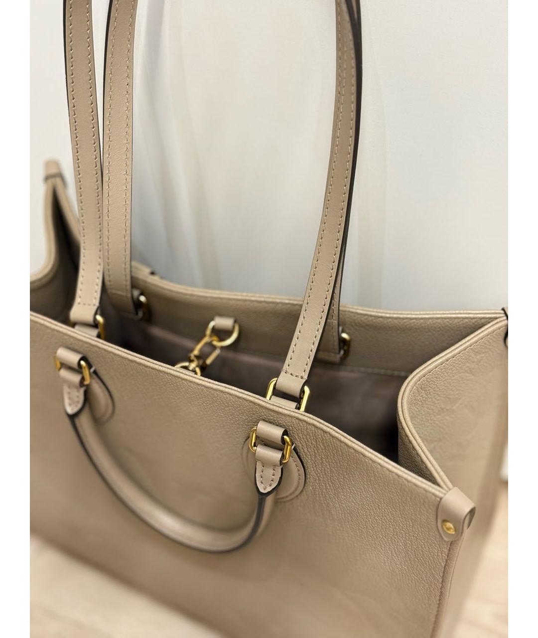 LOUIS VUITTON Бежевая кожаная сумка тоут, фото 4