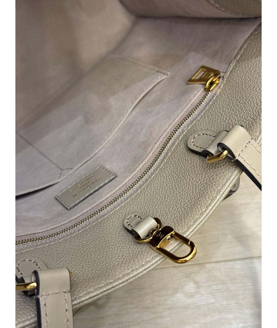 LOUIS VUITTON Бежевая кожаная сумка тоут, фото 6