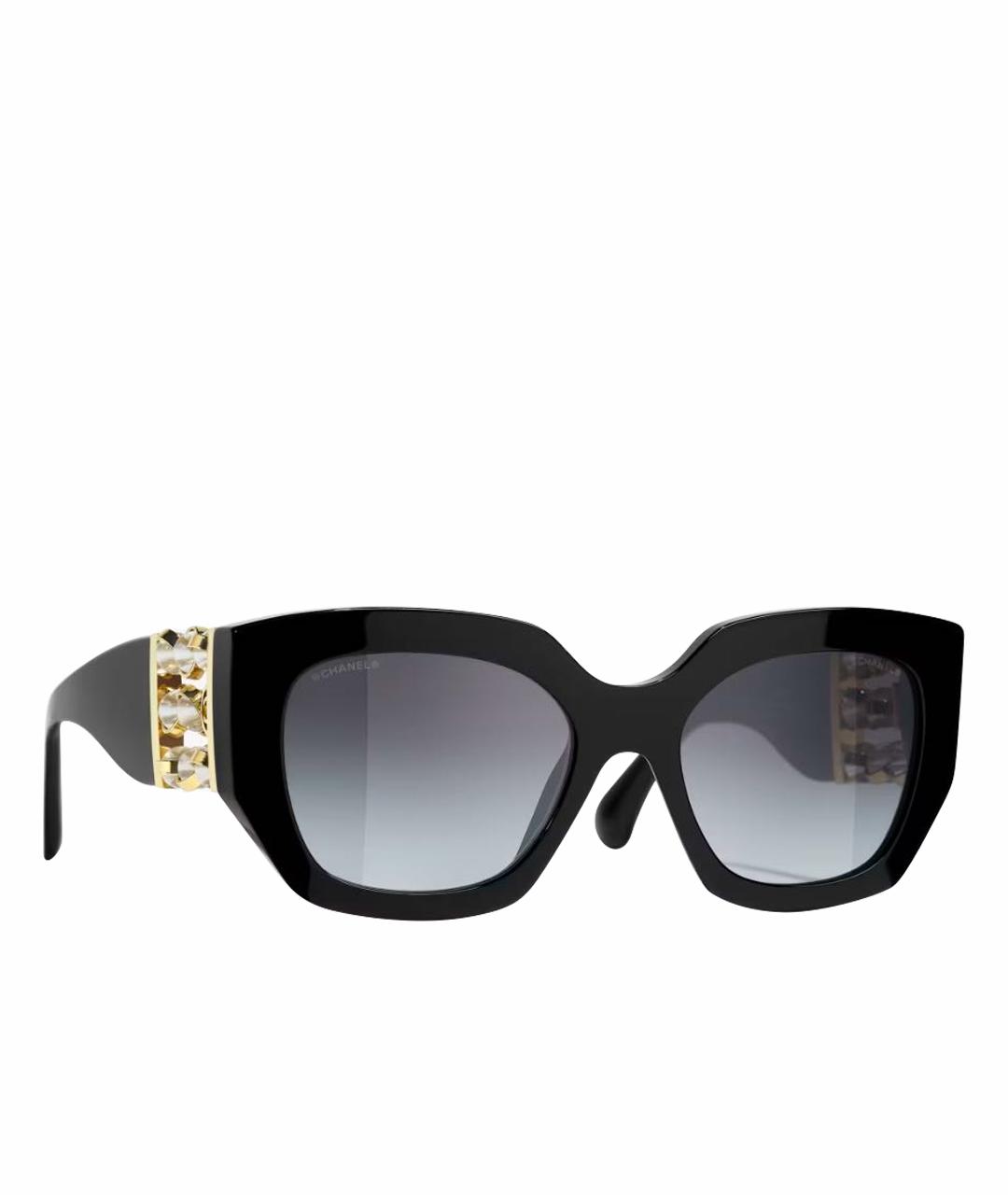 CHANEL Черные металлические солнцезащитные очки, фото 1