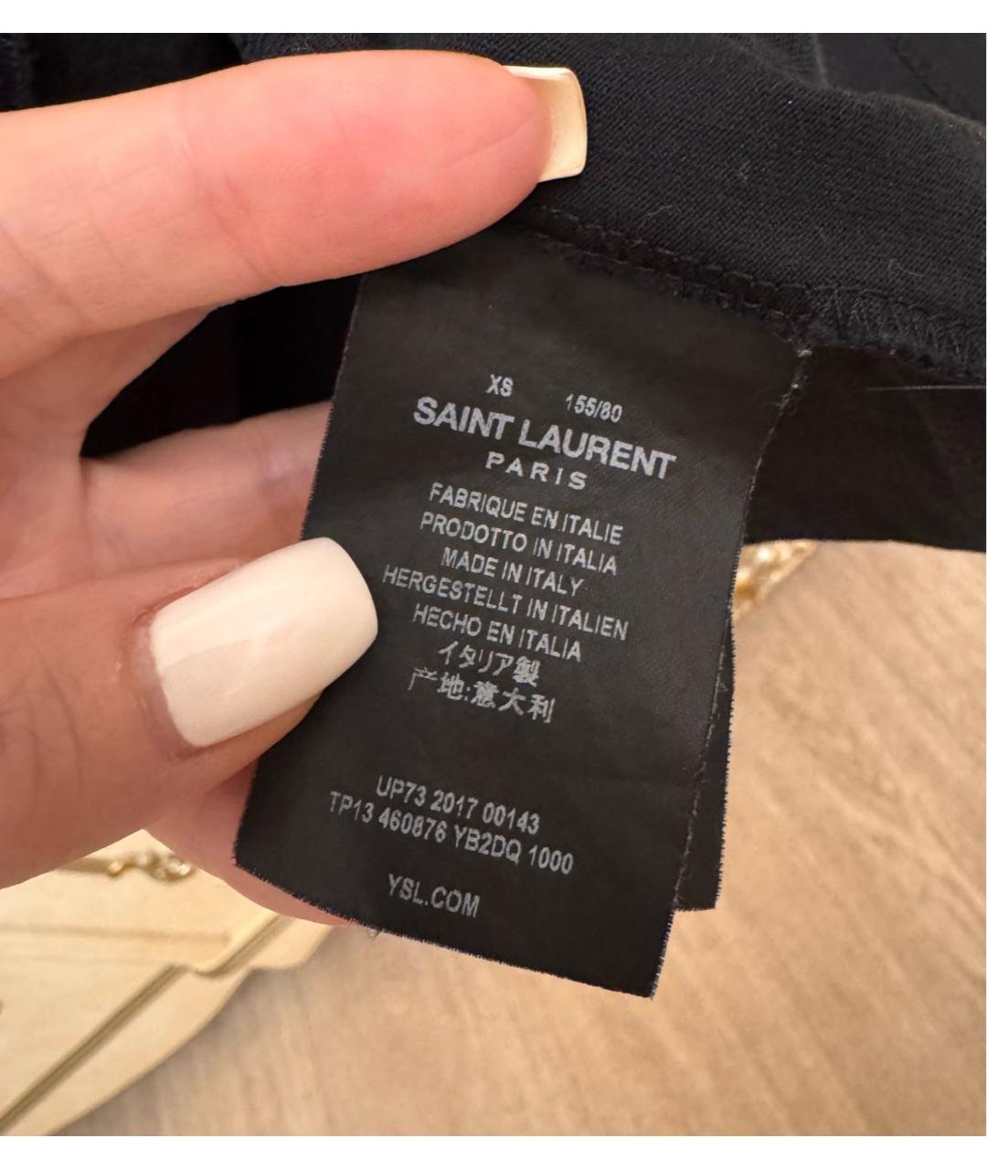 SAINT LAURENT Черная хлопковая футболка, фото 7