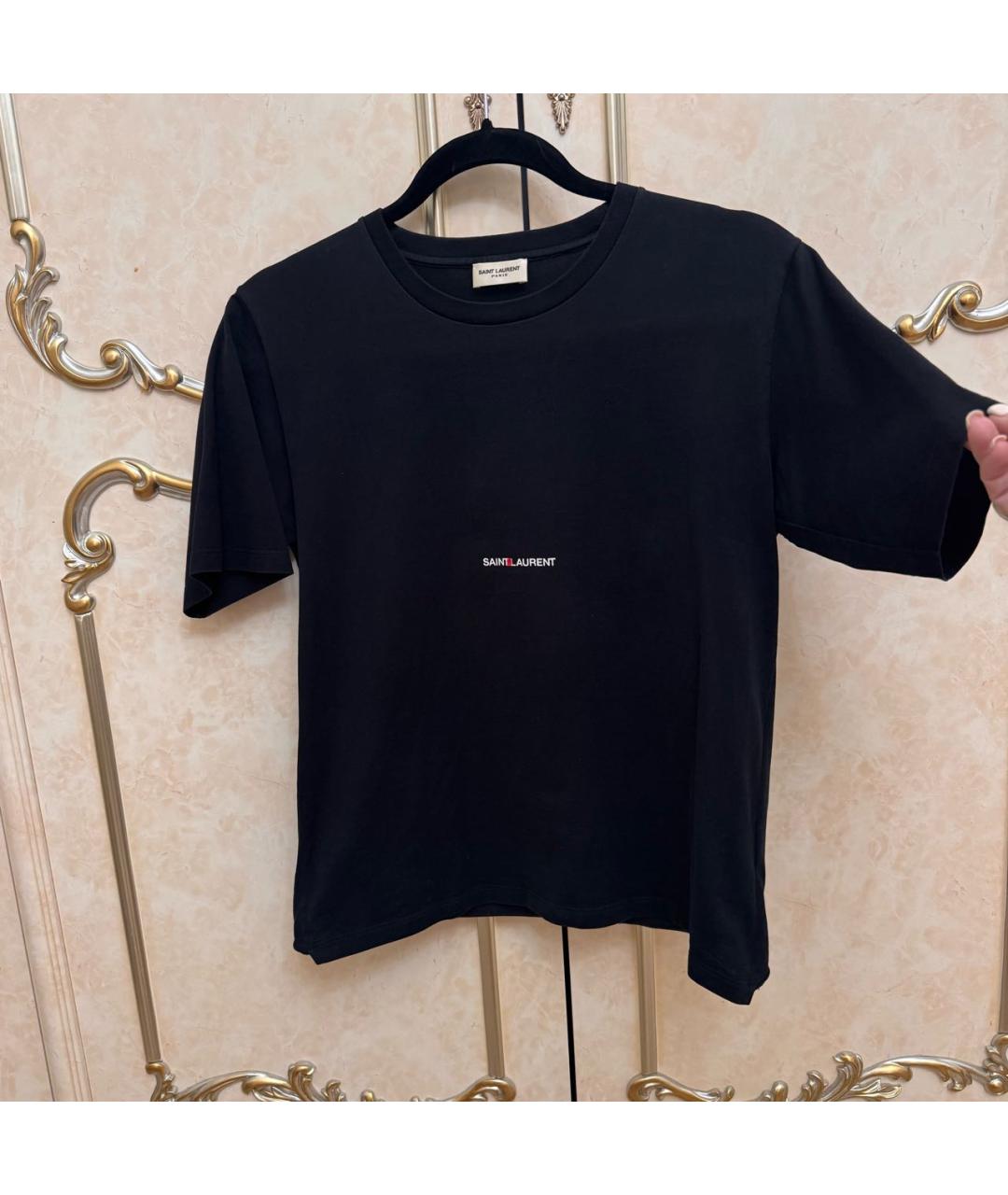 SAINT LAURENT Черная хлопковая футболка, фото 2