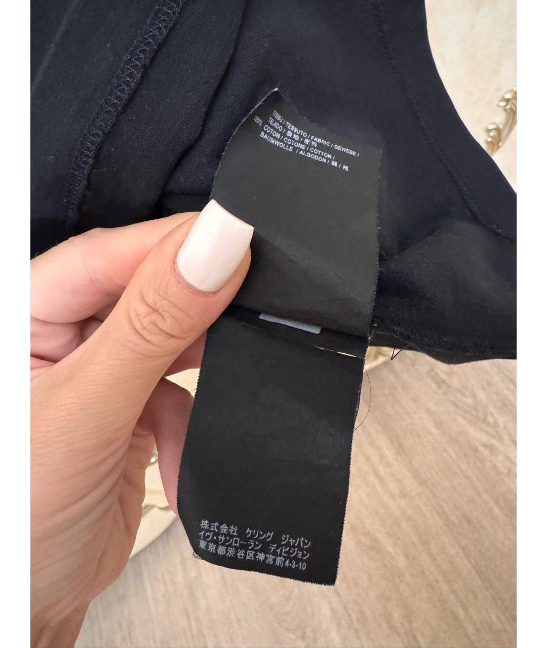 SAINT LAURENT Черная хлопковая футболка, фото 8