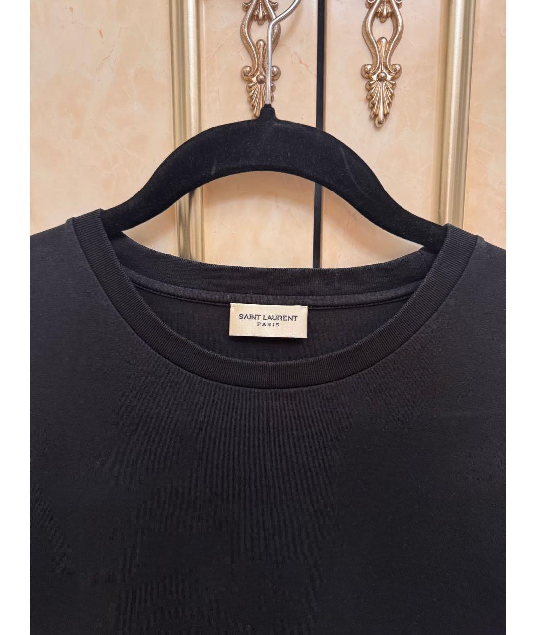 SAINT LAURENT Черная хлопковая футболка, фото 6