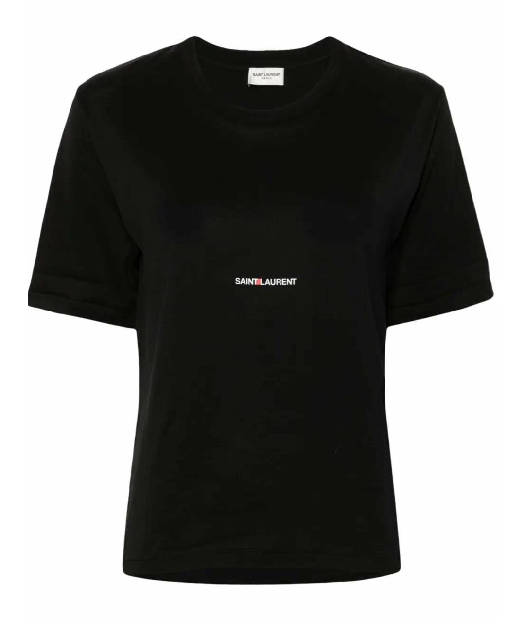 SAINT LAURENT Черная хлопковая футболка, фото 1