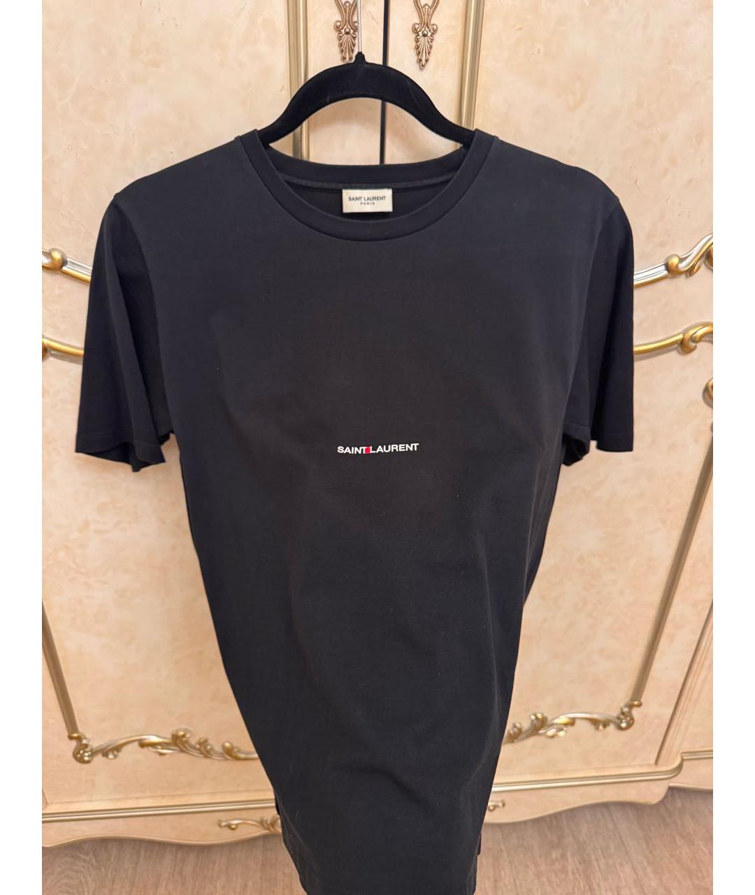 SAINT LAURENT Черная хлопковая футболка, фото 3