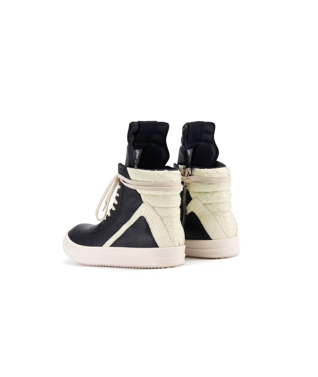 RICK OWENS Черные кожаные высокие кроссовки / кеды, фото 5