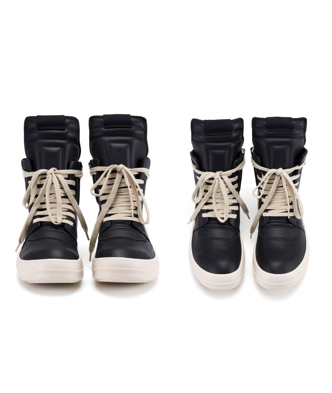 RICK OWENS Черные кожаные высокие кроссовки / кеды, фото 6