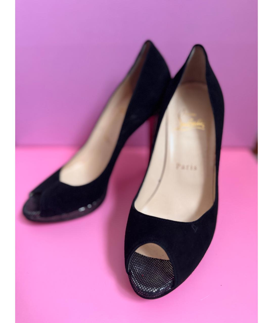 CHRISTIAN LOUBOUTIN Черные кожаные туфли, фото 4