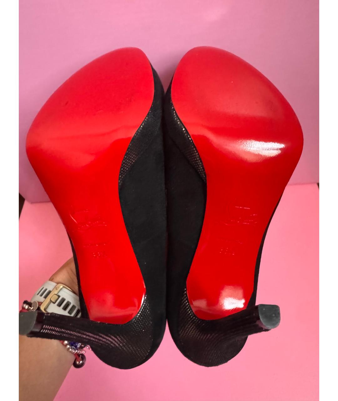 CHRISTIAN LOUBOUTIN Черные кожаные туфли, фото 5