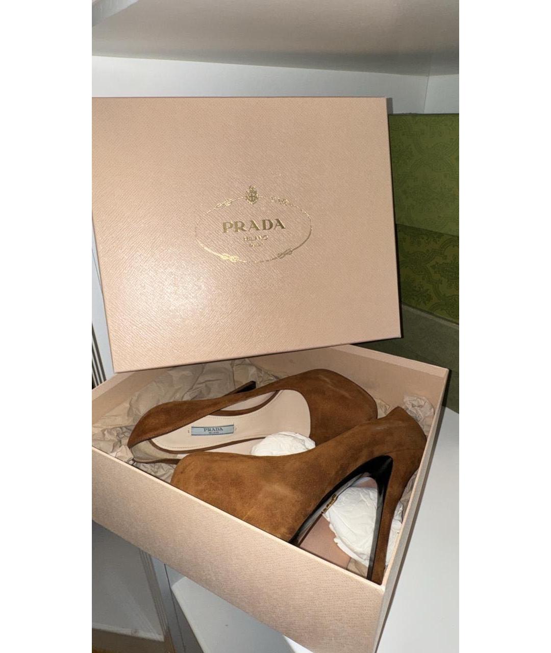 PRADA Коричневые замшевые туфли, фото 4