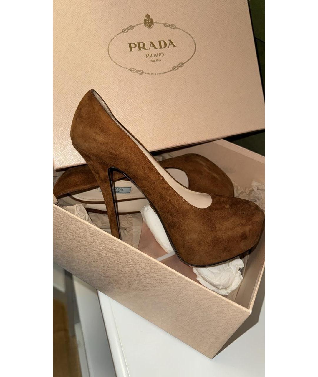 PRADA Коричневые замшевые туфли, фото 6