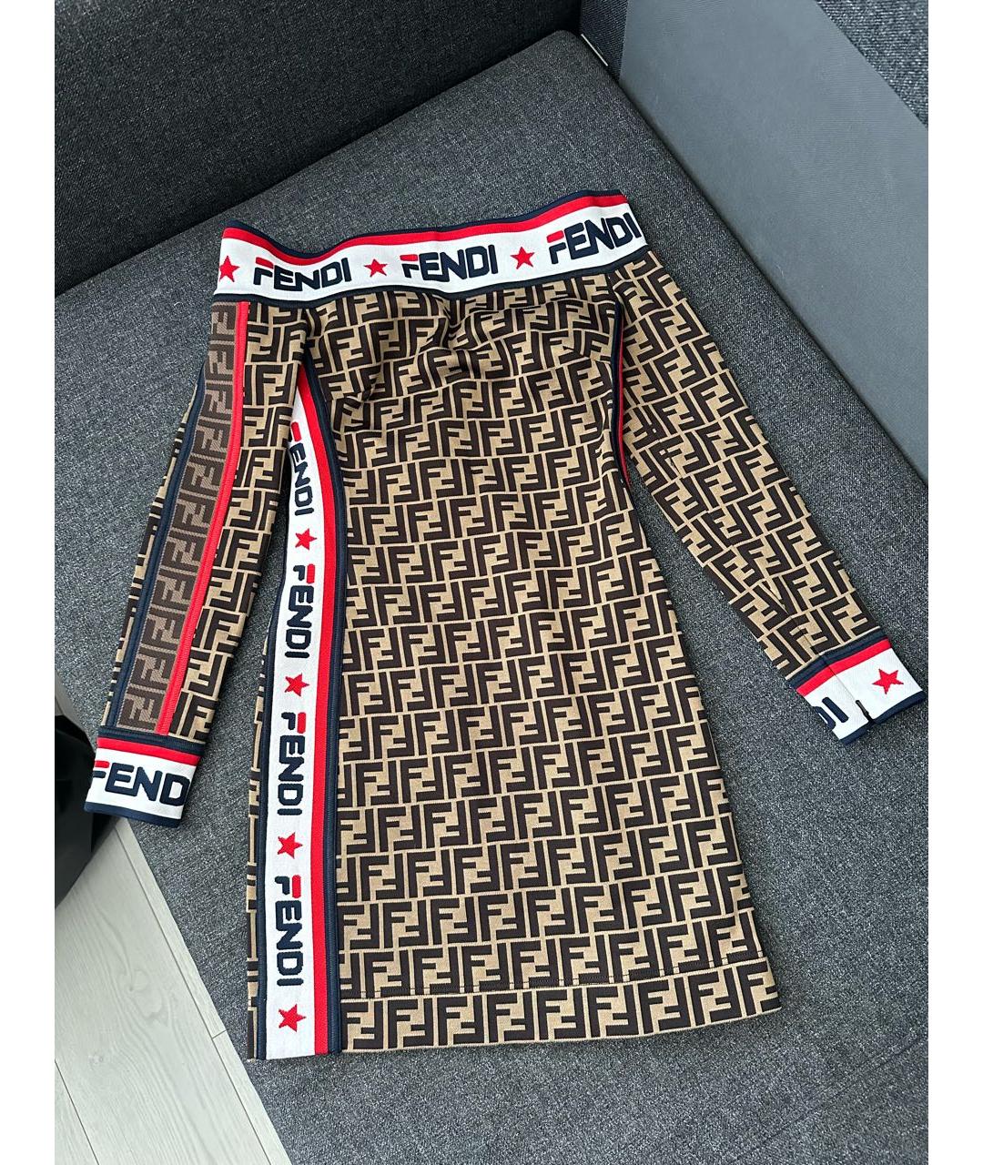 FENDI Коричневое повседневное платье, фото 4