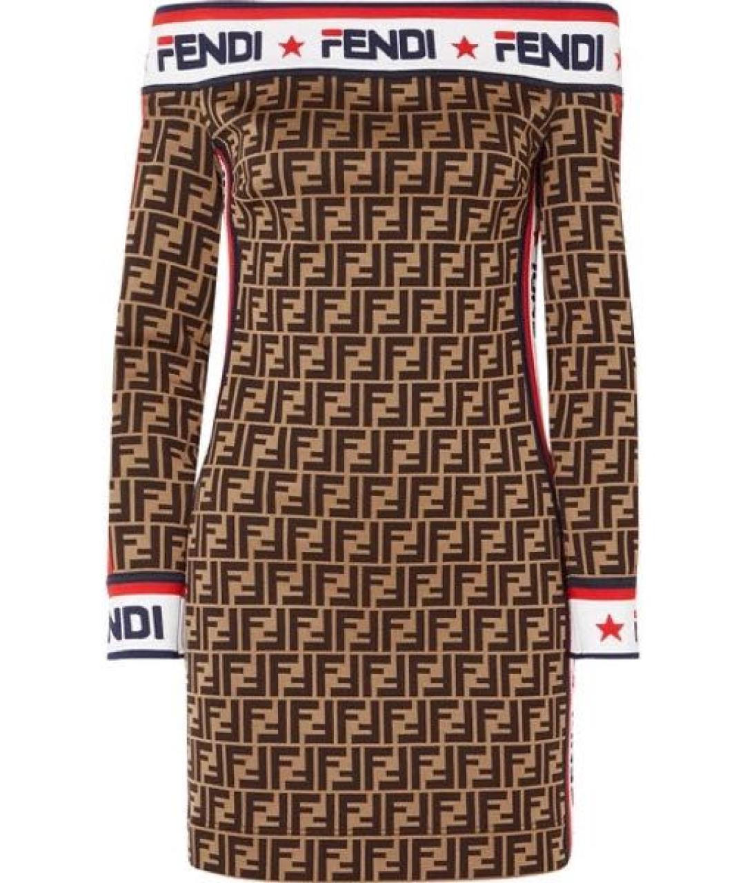 FENDI Коричневое повседневное платье, фото 1