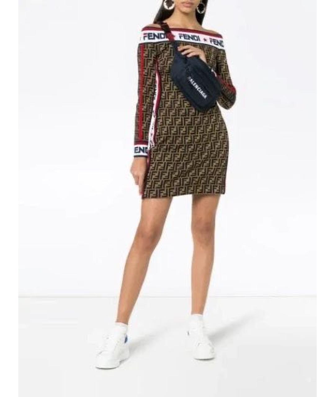 FENDI Коричневое повседневное платье, фото 2
