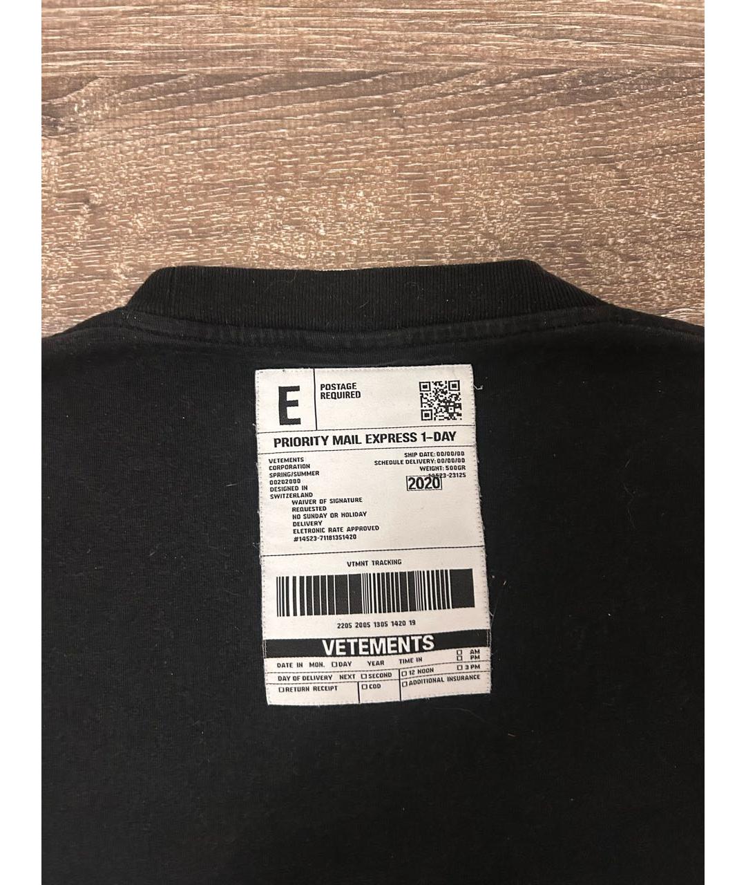 VETEMENTS Черная футболка, фото 2