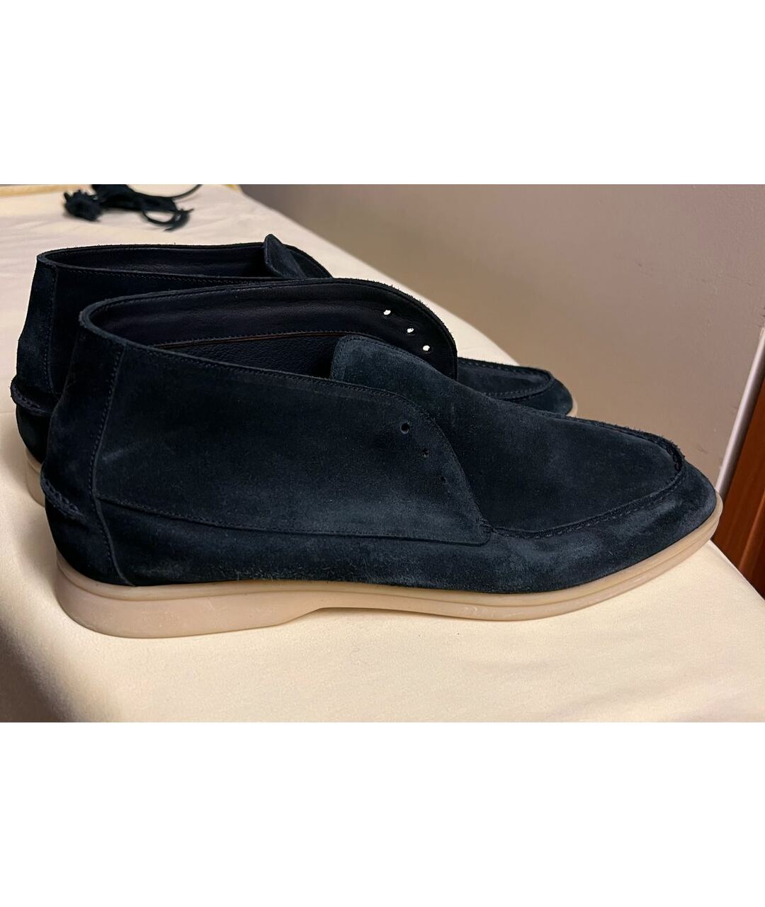 LORO PIANA Темно-синие замшевые низкие ботинки, фото 5