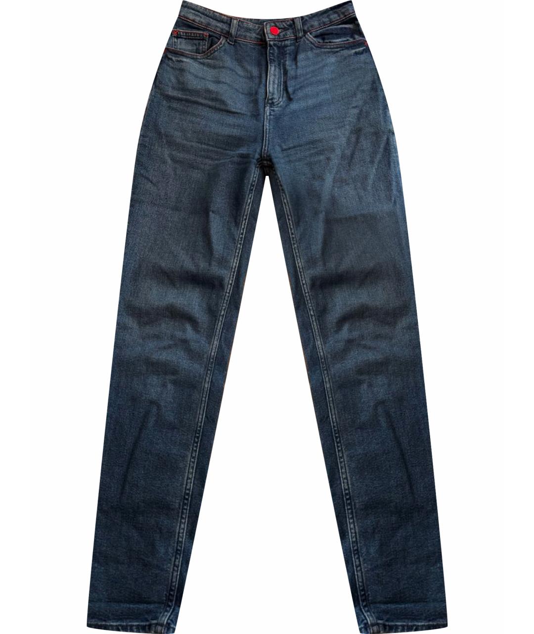EMPORIO ARMANI Темно-синие хлопковые джинсы слим, фото 1