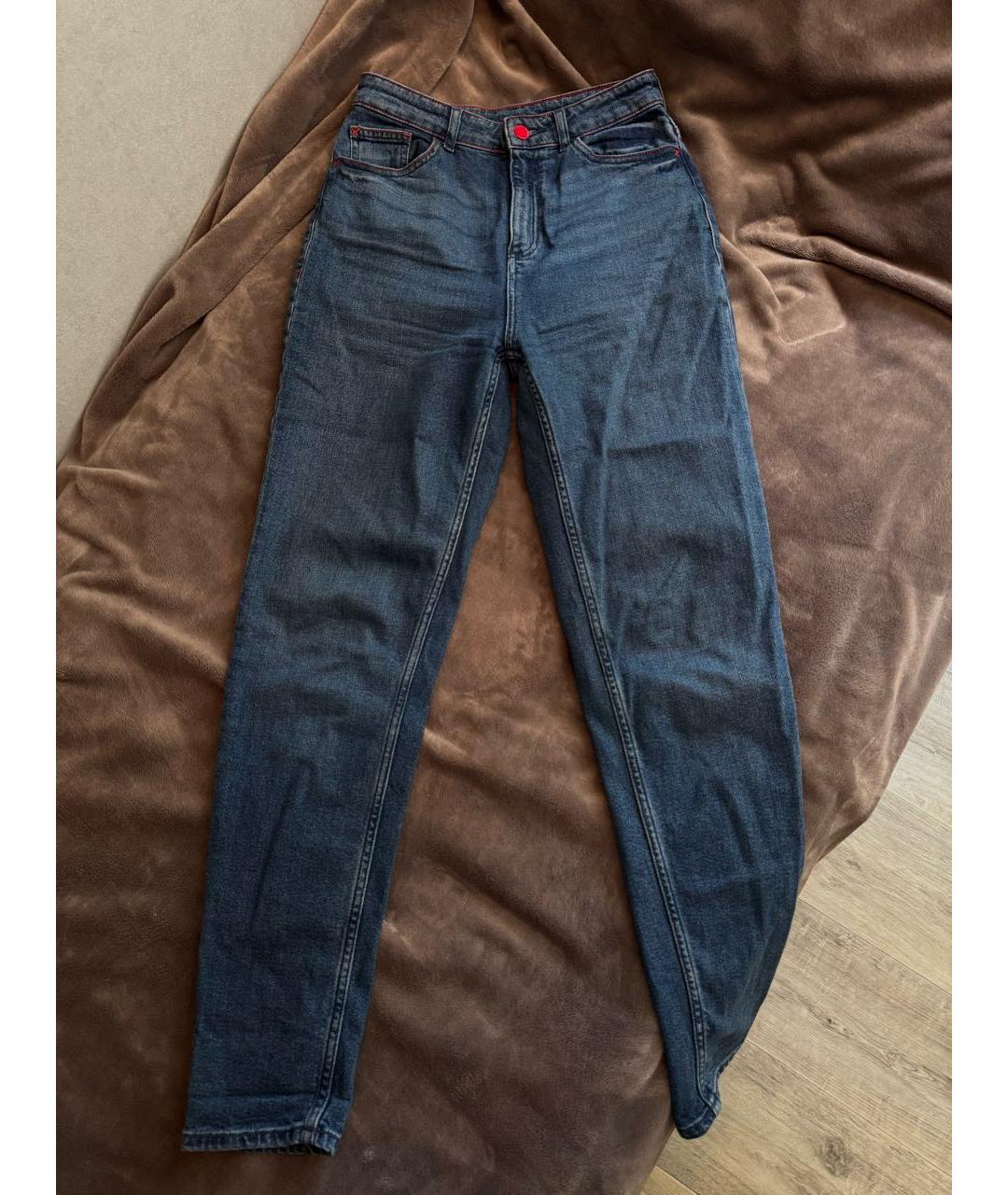 EMPORIO ARMANI Темно-синие хлопковые джинсы слим, фото 9