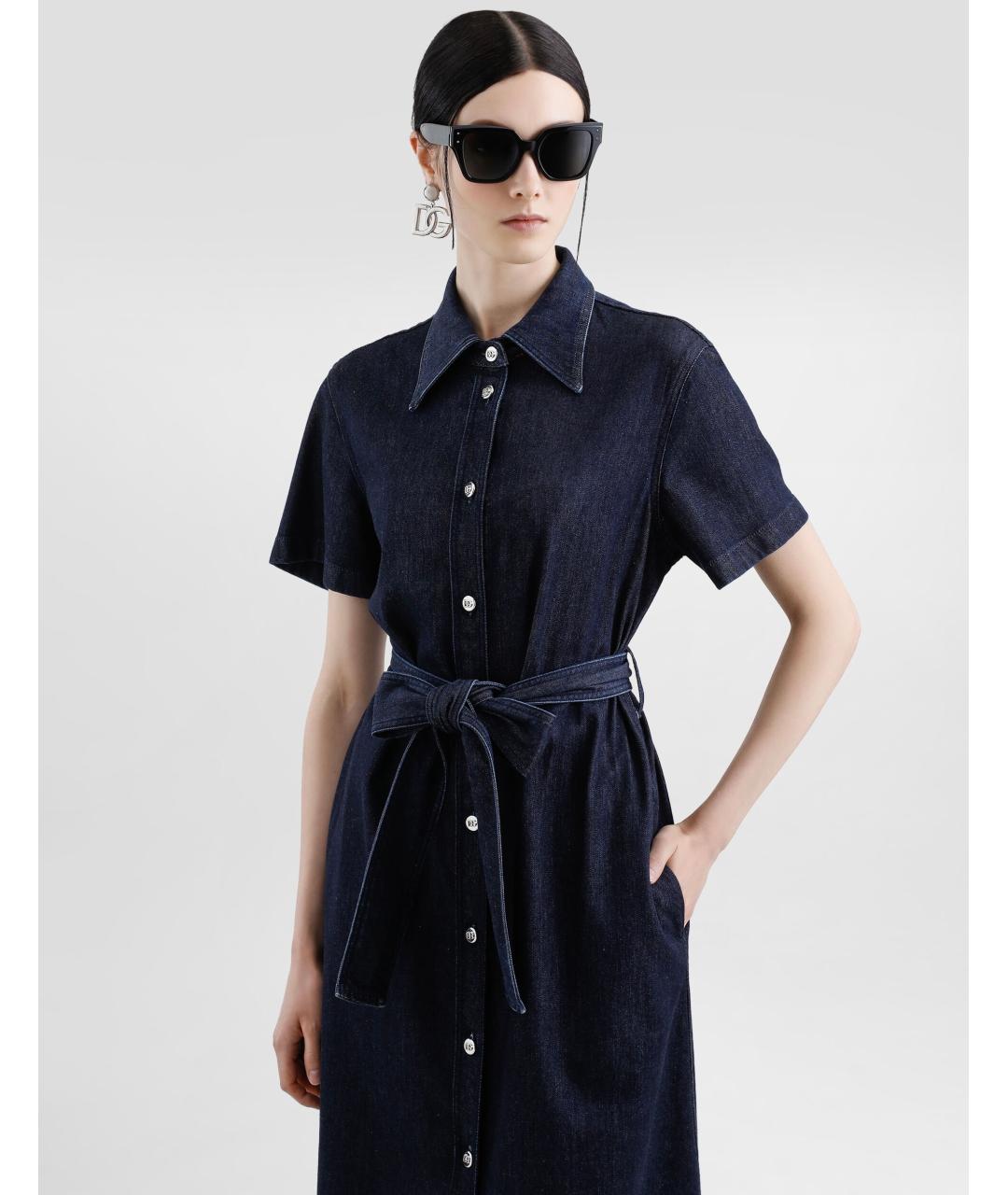 DOLCE&GABBANA Темно-синее повседневное платье, фото 4