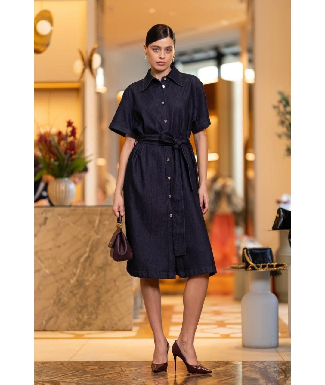 DOLCE&GABBANA Темно-синее повседневное платье, фото 6