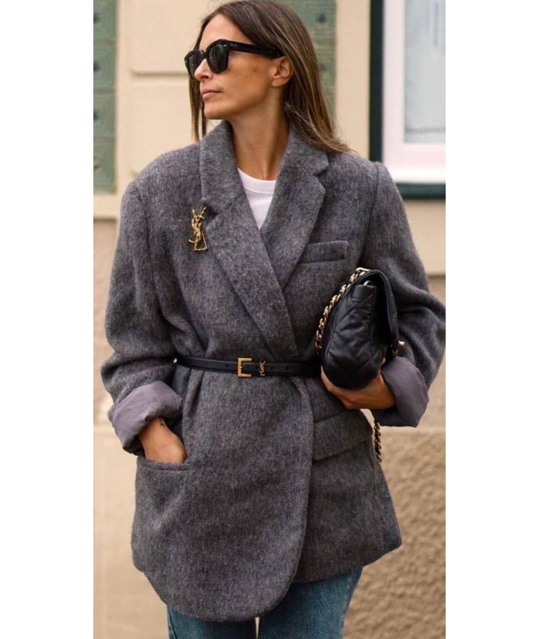 SAINT LAURENT Черный кожаный ремень, фото 8