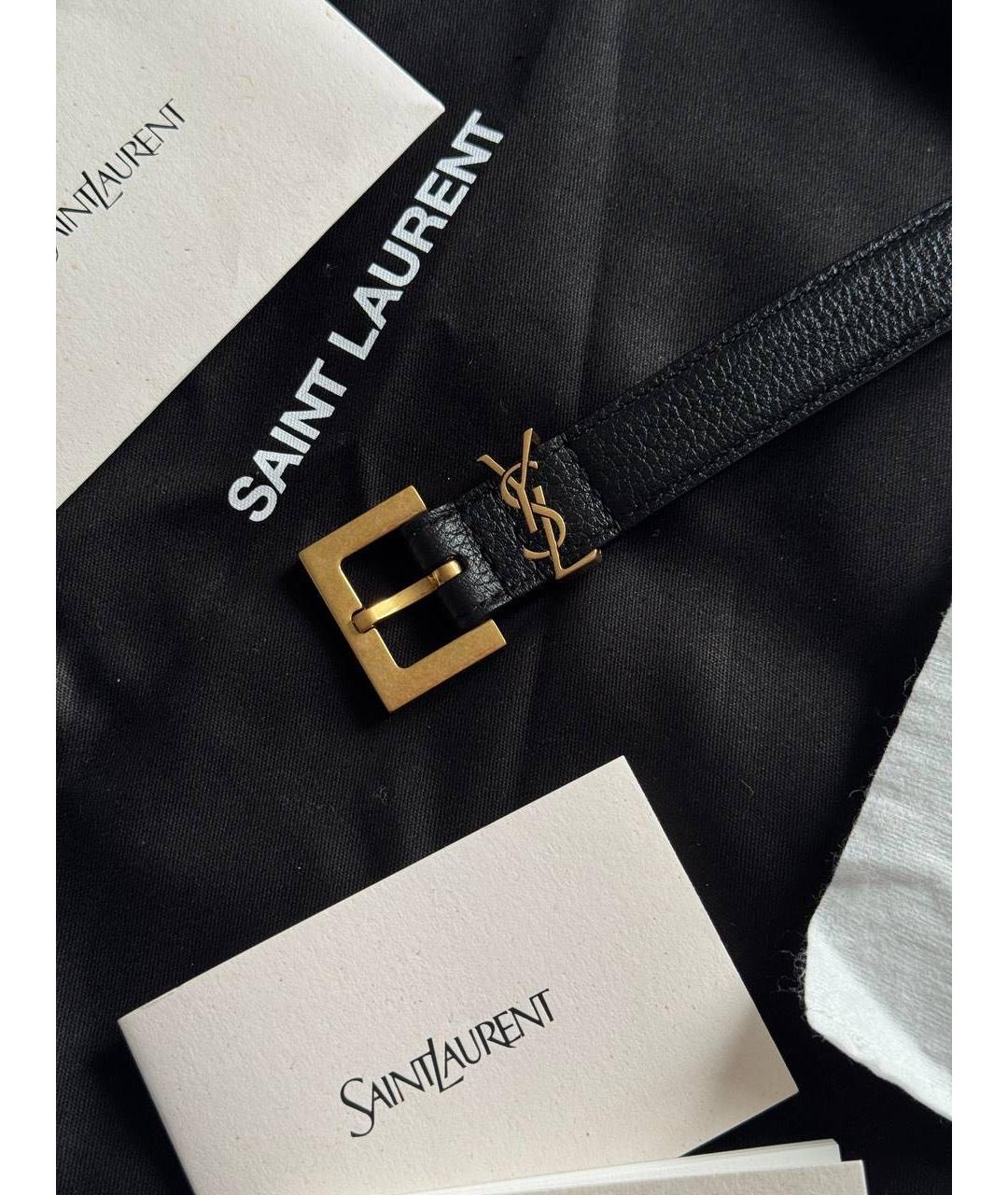 SAINT LAURENT Черный кожаный ремень, фото 3