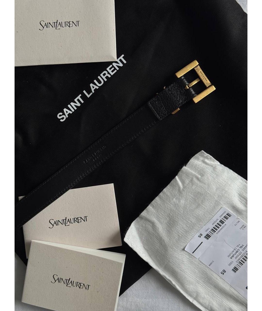 SAINT LAURENT Черный кожаный ремень, фото 4