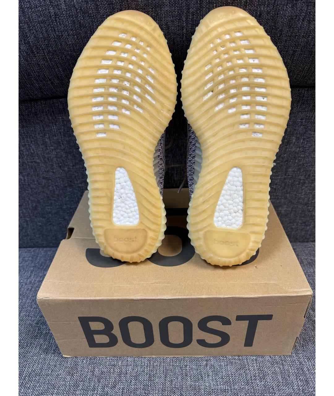 ADIDAS YEEZY Бежевые текстильные низкие кроссовки / кеды, фото 5