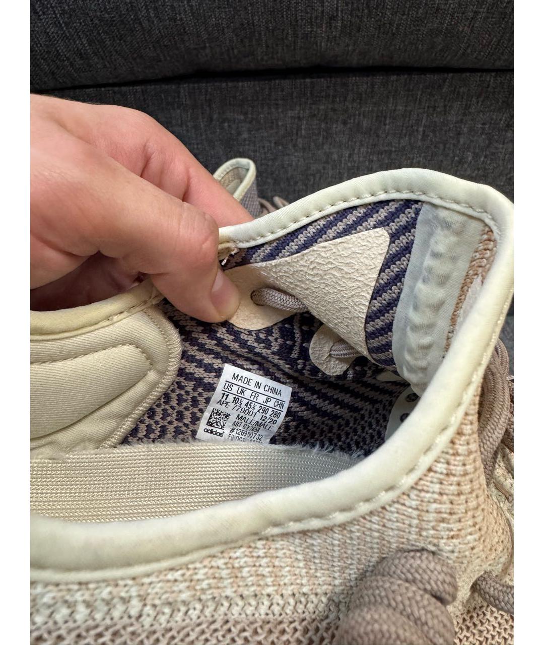 ADIDAS YEEZY Бежевые текстильные низкие кроссовки / кеды, фото 6