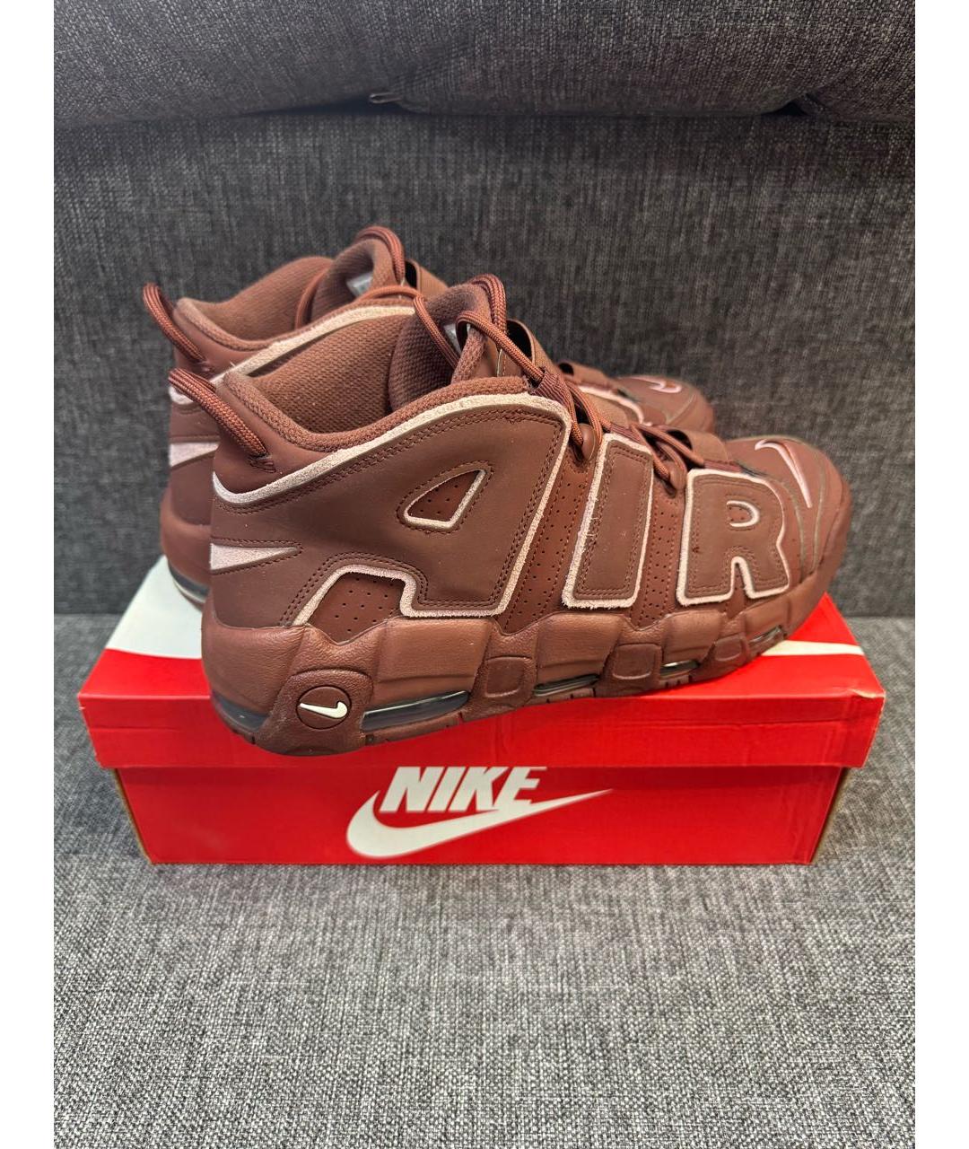 NIKE Коричневые нубуковые высокие кроссовки / кеды, фото 3