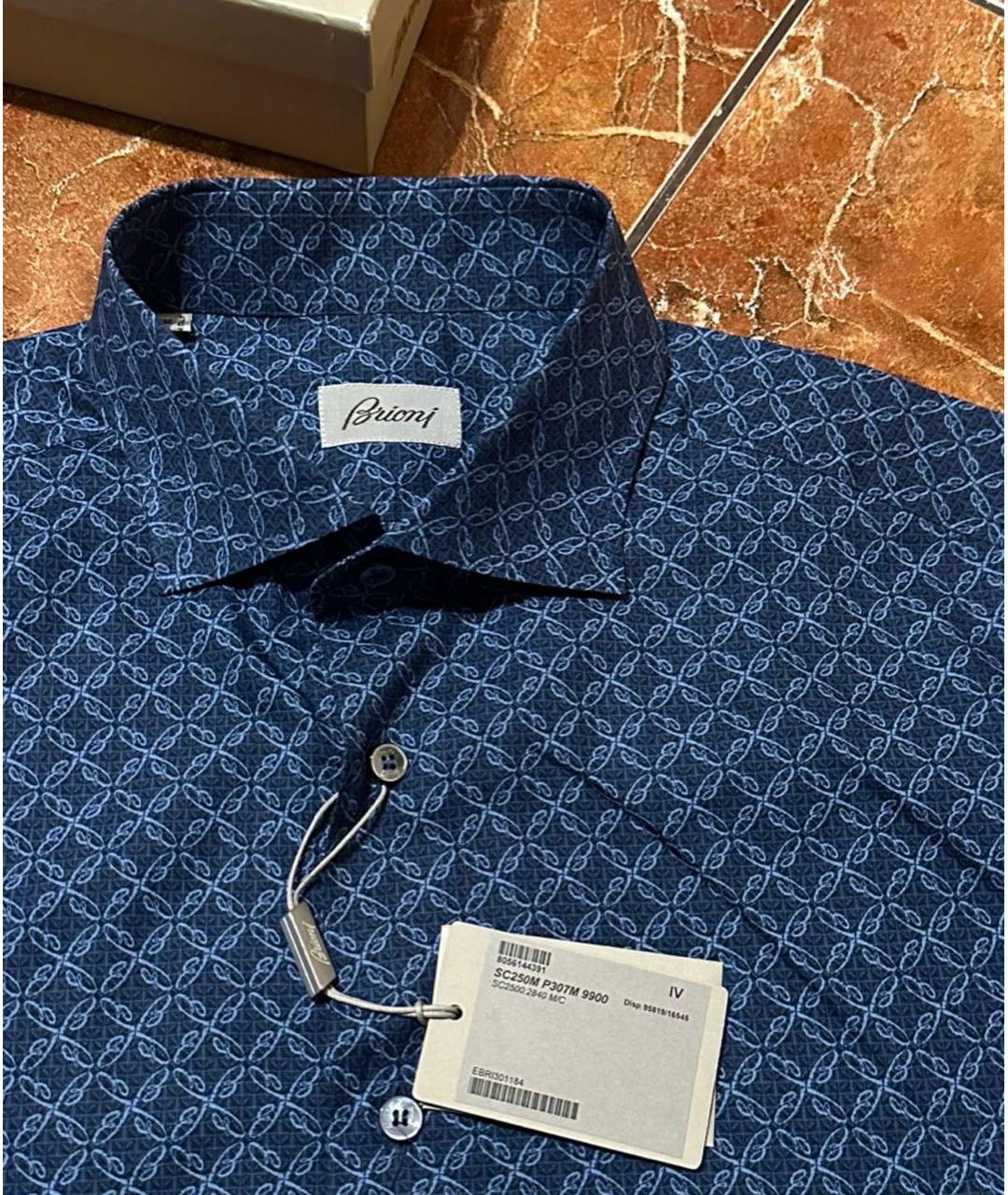 BRIONI Синяя хлопковая кэжуал рубашка, фото 2