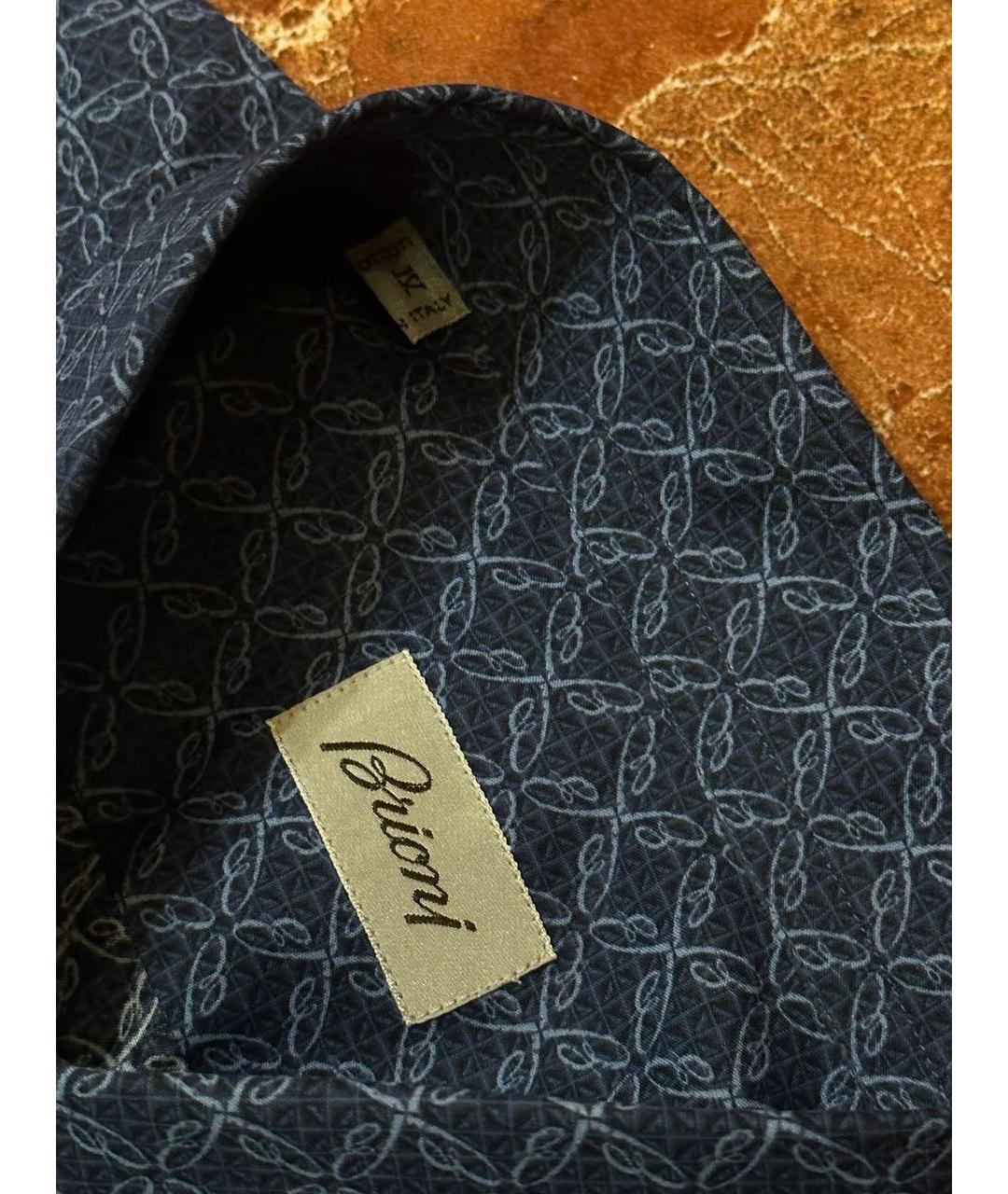 BRIONI Синяя хлопковая кэжуал рубашка, фото 4