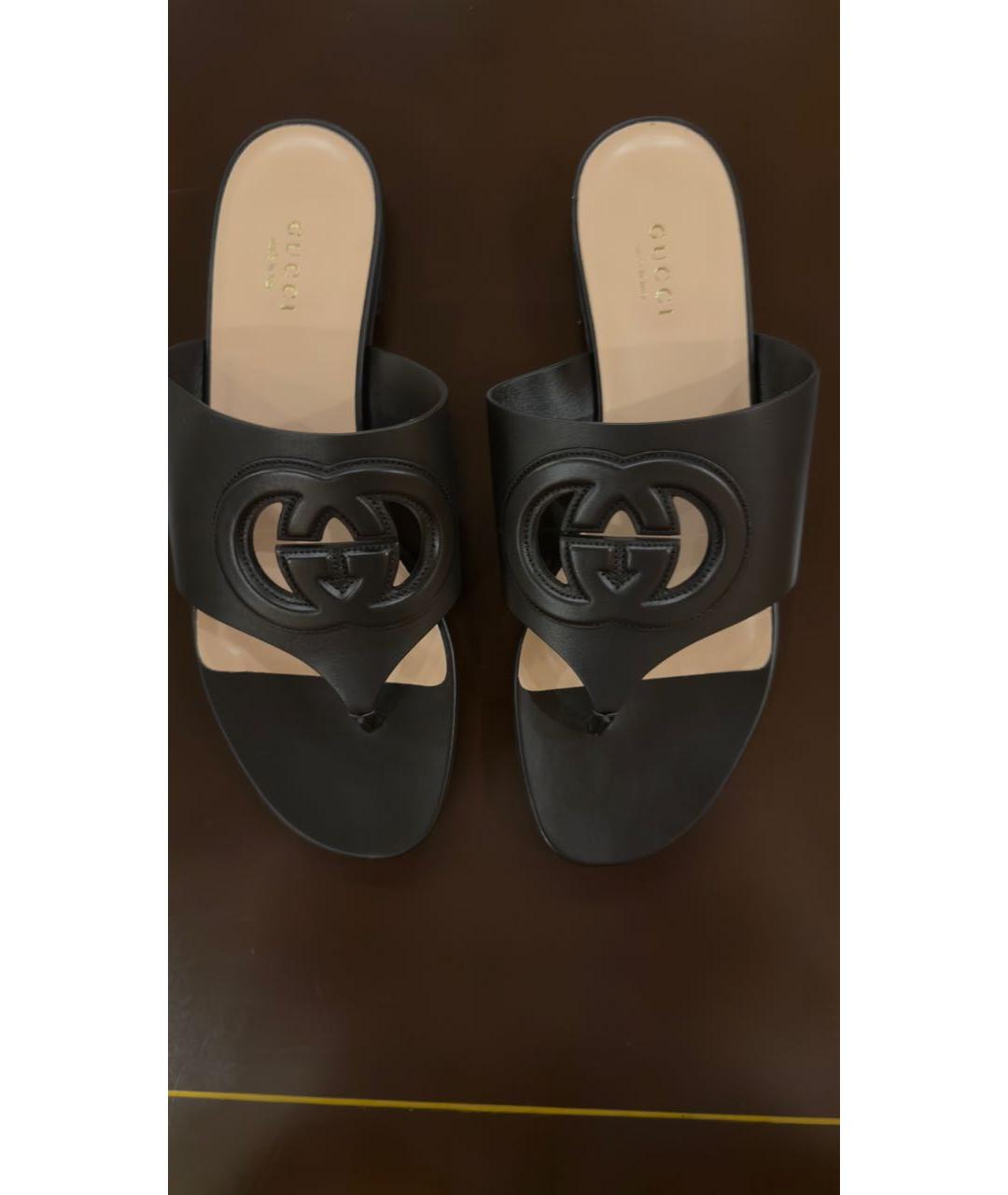 GUCCI Черные кожаные сабо, фото 2