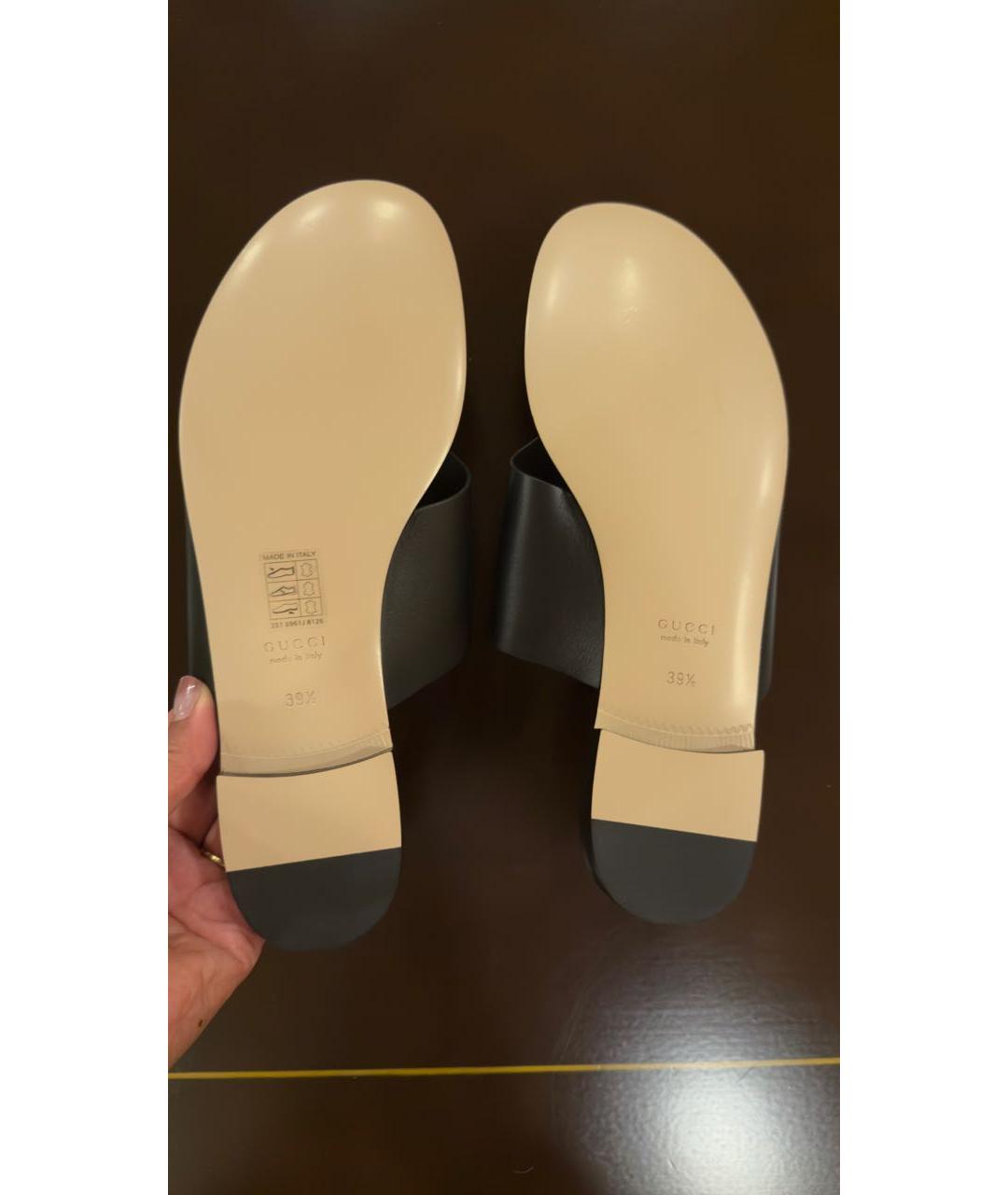 GUCCI Черные кожаные сабо, фото 3