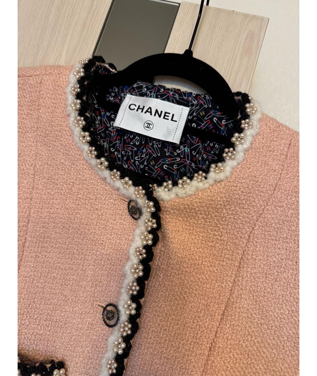 CHANEL Розовый шерстяной жакет/пиджак, фото 3