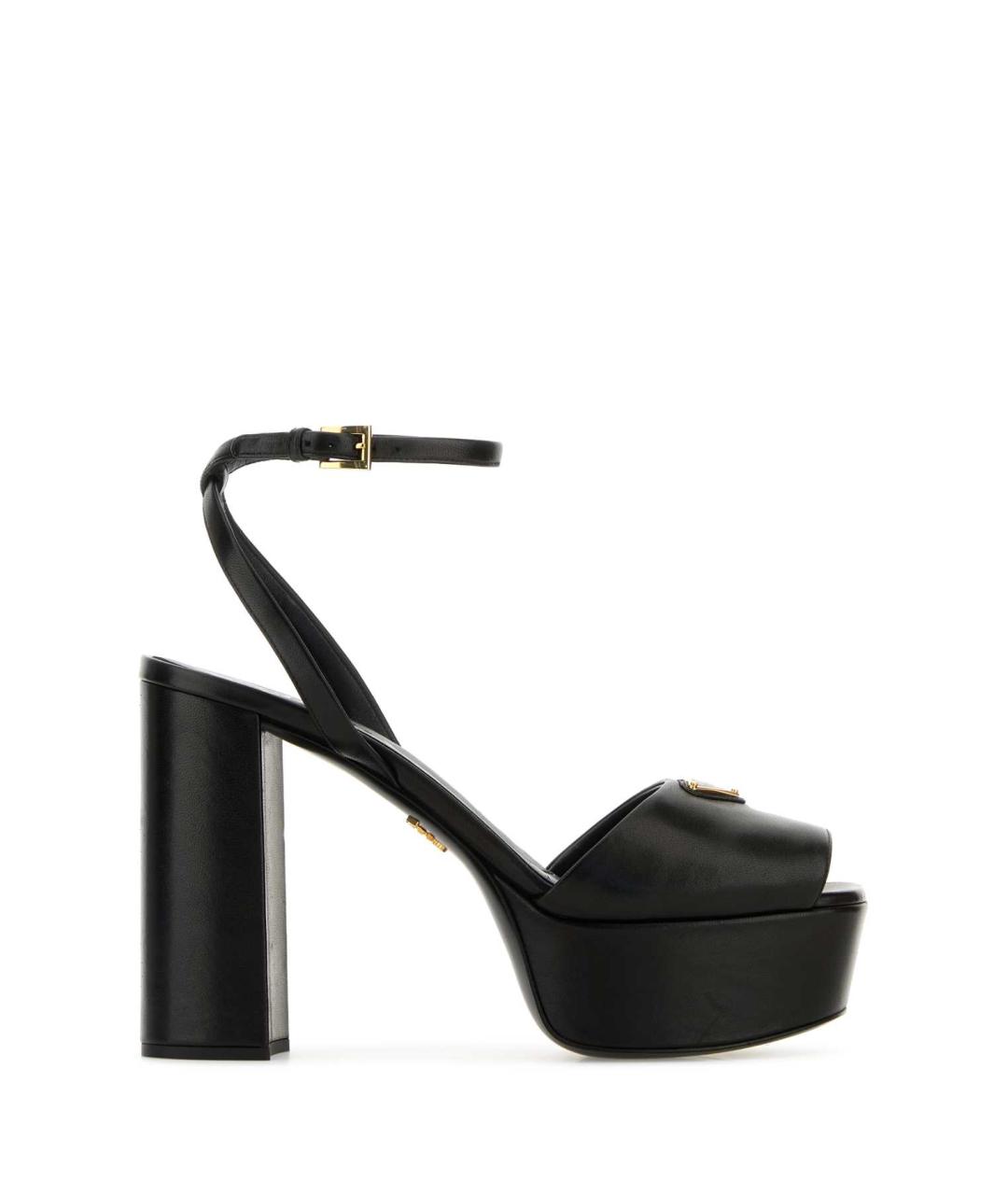 PRADA Черные кожаные босоножки, фото 1