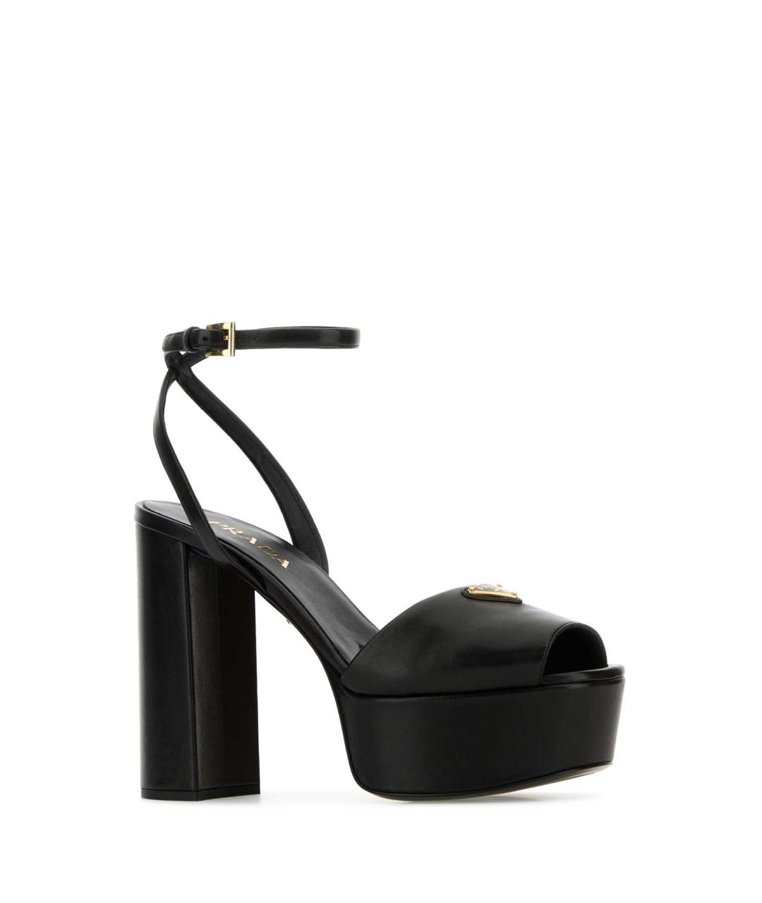 PRADA Черные кожаные босоножки, фото 2