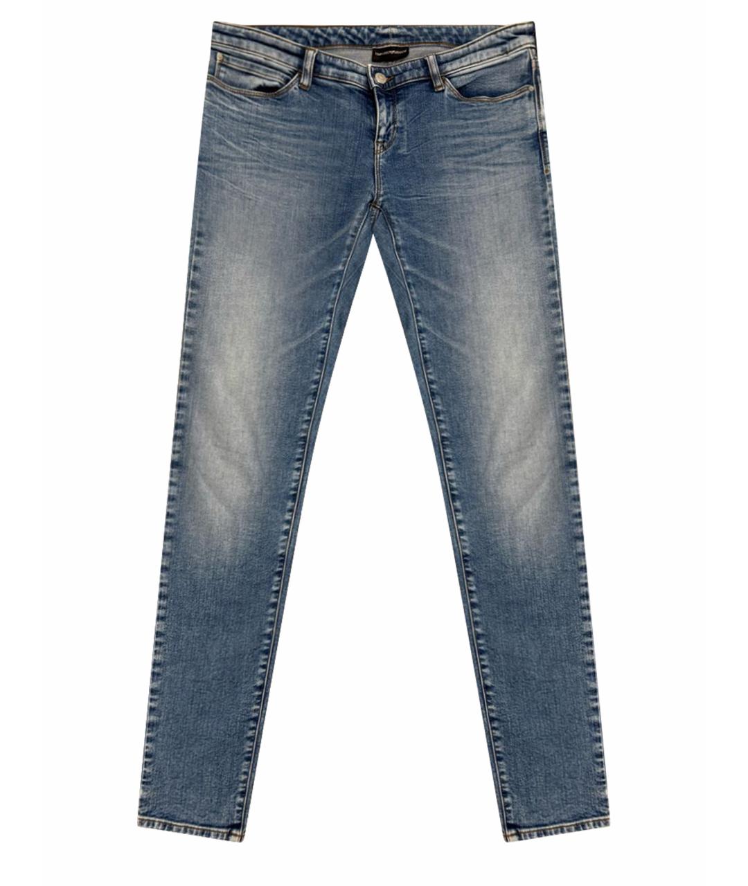 EMPORIO ARMANI Голубые хлопко-эластановые прямые джинсы, фото 9