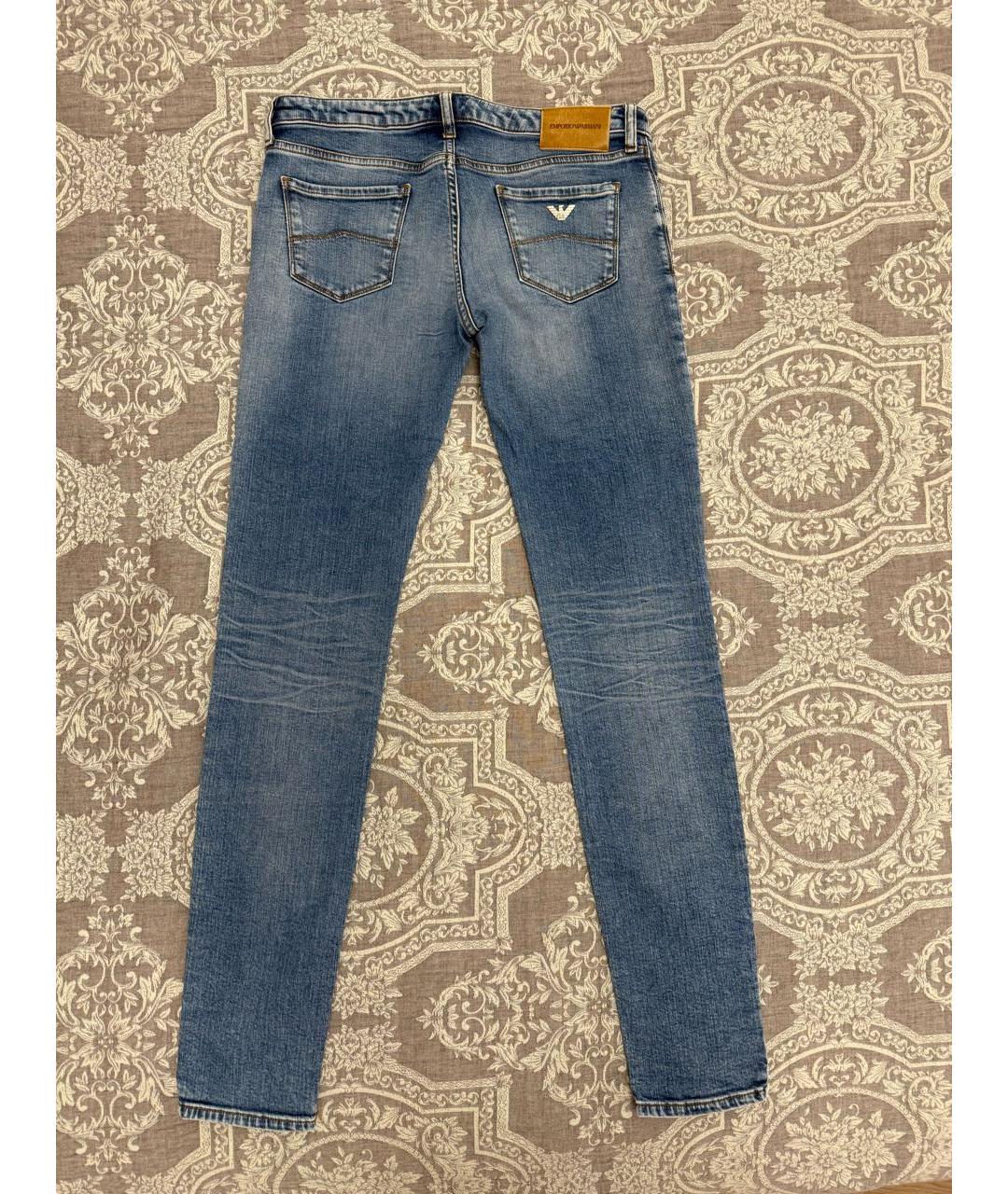 EMPORIO ARMANI Голубые хлопко-эластановые прямые джинсы, фото 2