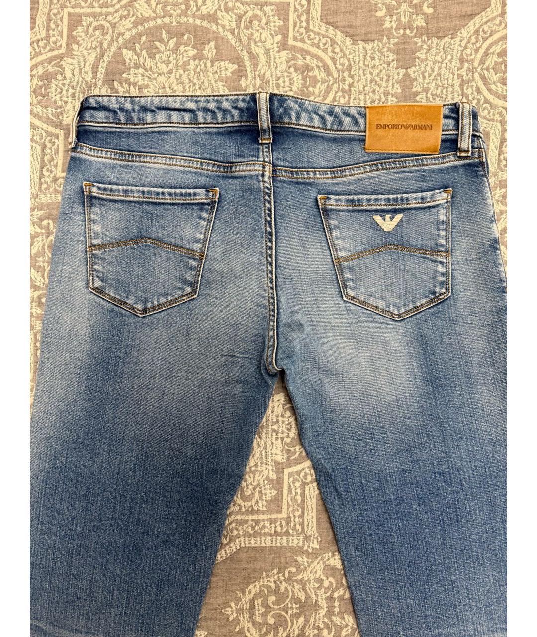 EMPORIO ARMANI Голубые хлопко-эластановые прямые джинсы, фото 5