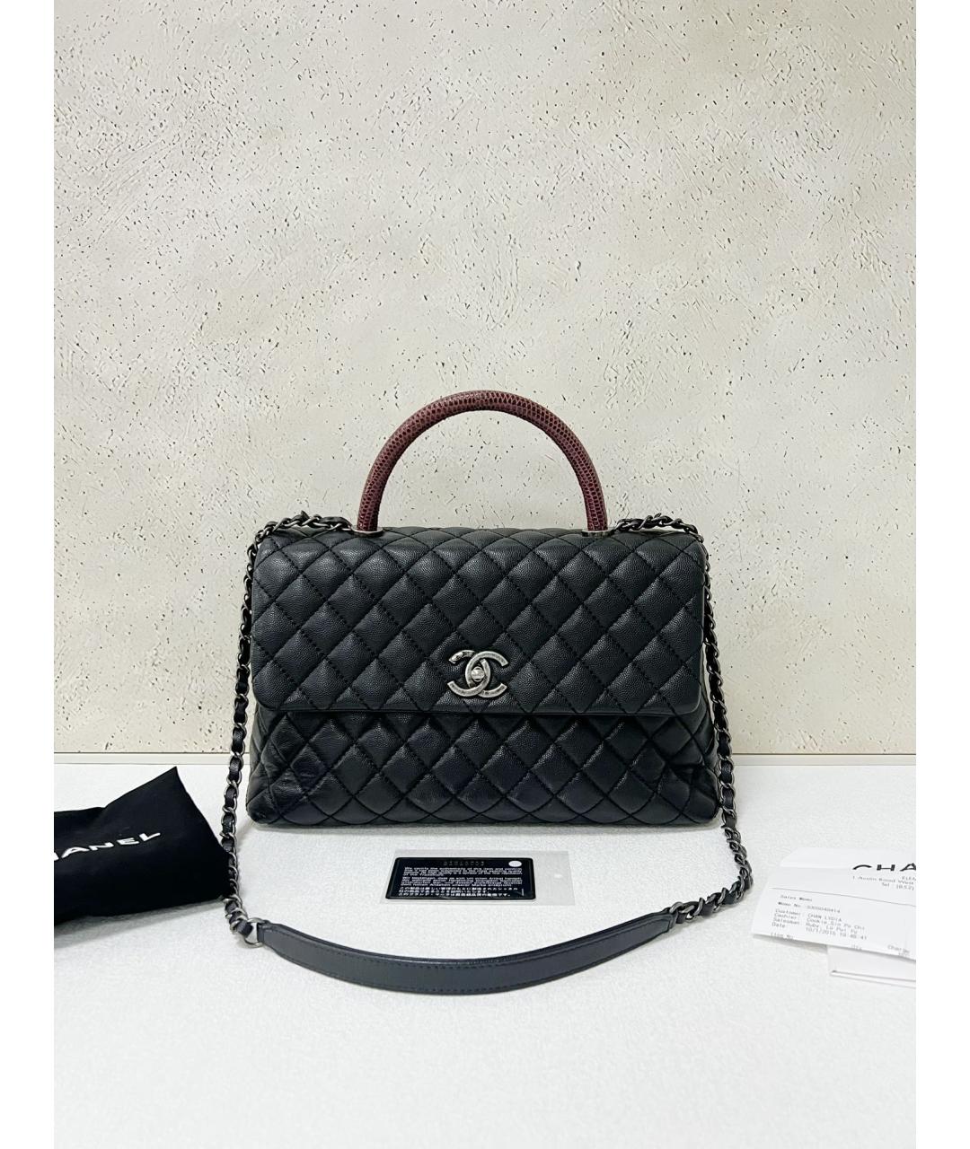 CHANEL Черная кожаная сумка тоут, фото 7