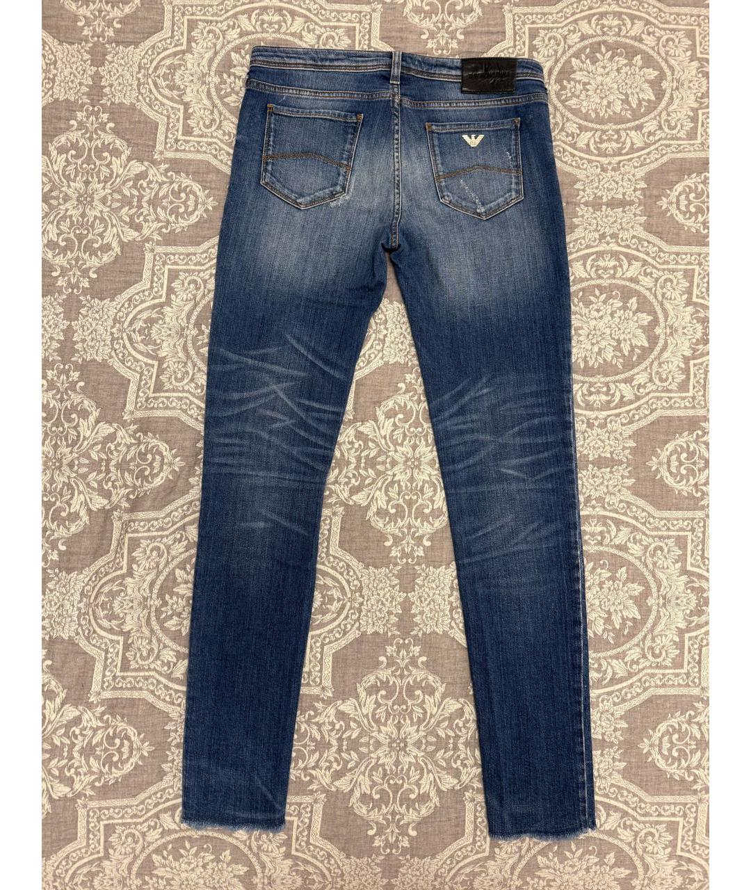 EMPORIO ARMANI Темно-синие хлопко-эластановые джинсы слим, фото 2