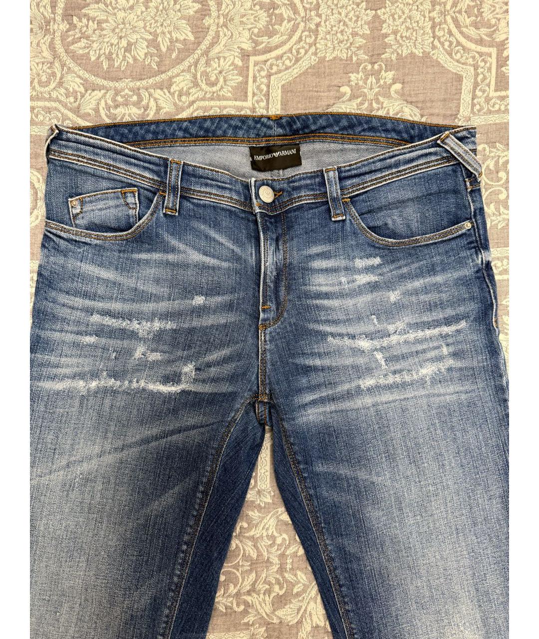EMPORIO ARMANI Темно-синие хлопко-эластановые джинсы слим, фото 3