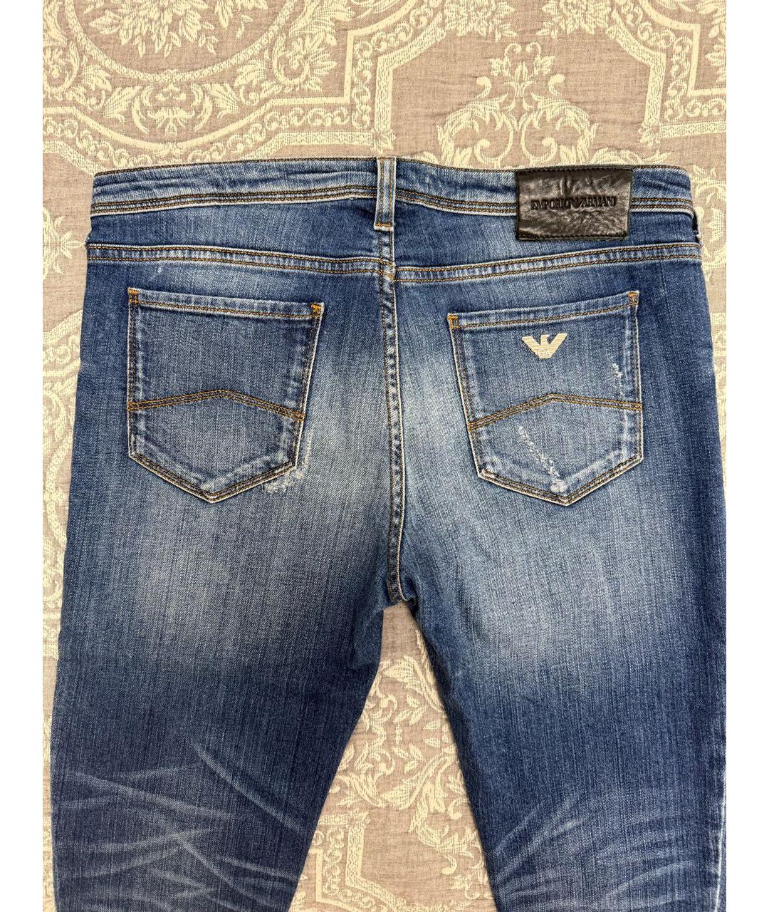 EMPORIO ARMANI Темно-синие хлопко-эластановые джинсы слим, фото 4