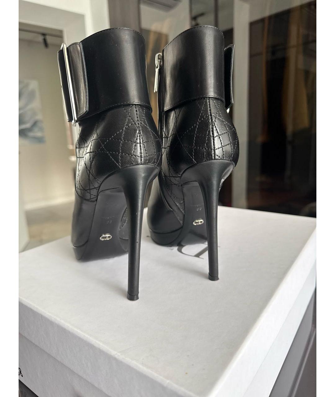 CHRISTIAN DIOR Черные кожаные ботильоны, фото 2