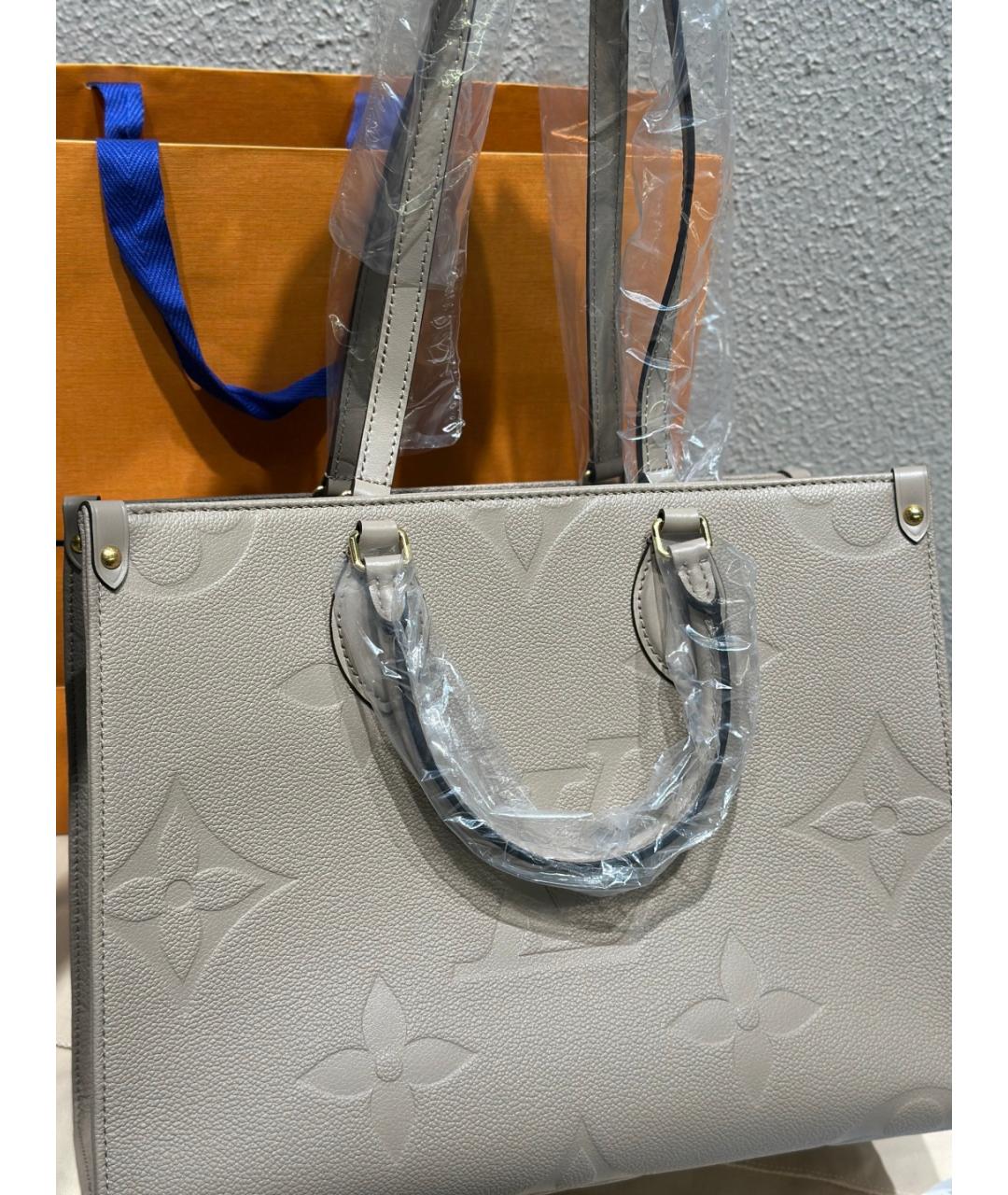 LOUIS VUITTON Серая кожаная сумка с короткими ручками, фото 7