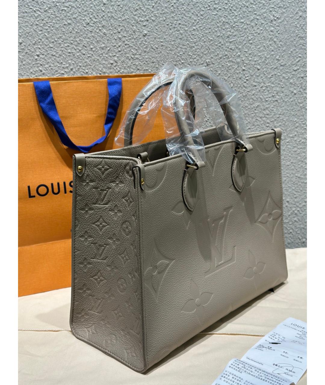 LOUIS VUITTON Серая кожаная сумка с короткими ручками, фото 3