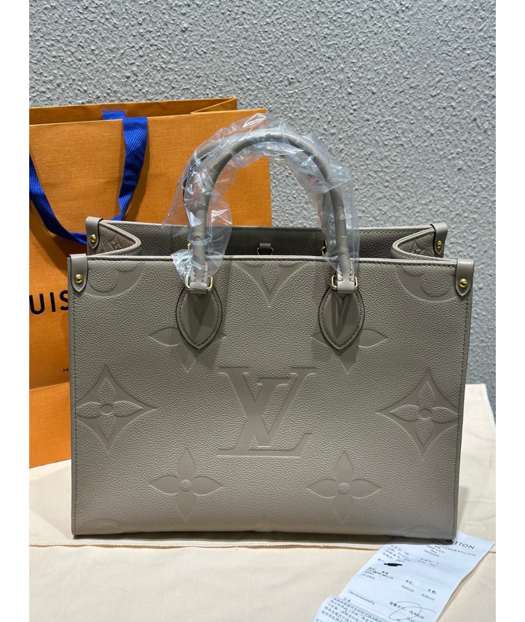 LOUIS VUITTON Серая кожаная сумка с короткими ручками, фото 2